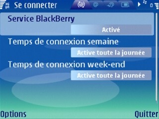 Aperçu de l'application Blackberry Connect