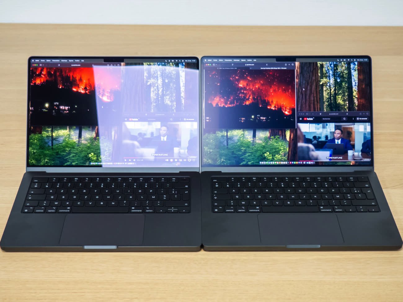 MacBook avec écran classique et Macbook avec écran anti reflets nano texturé